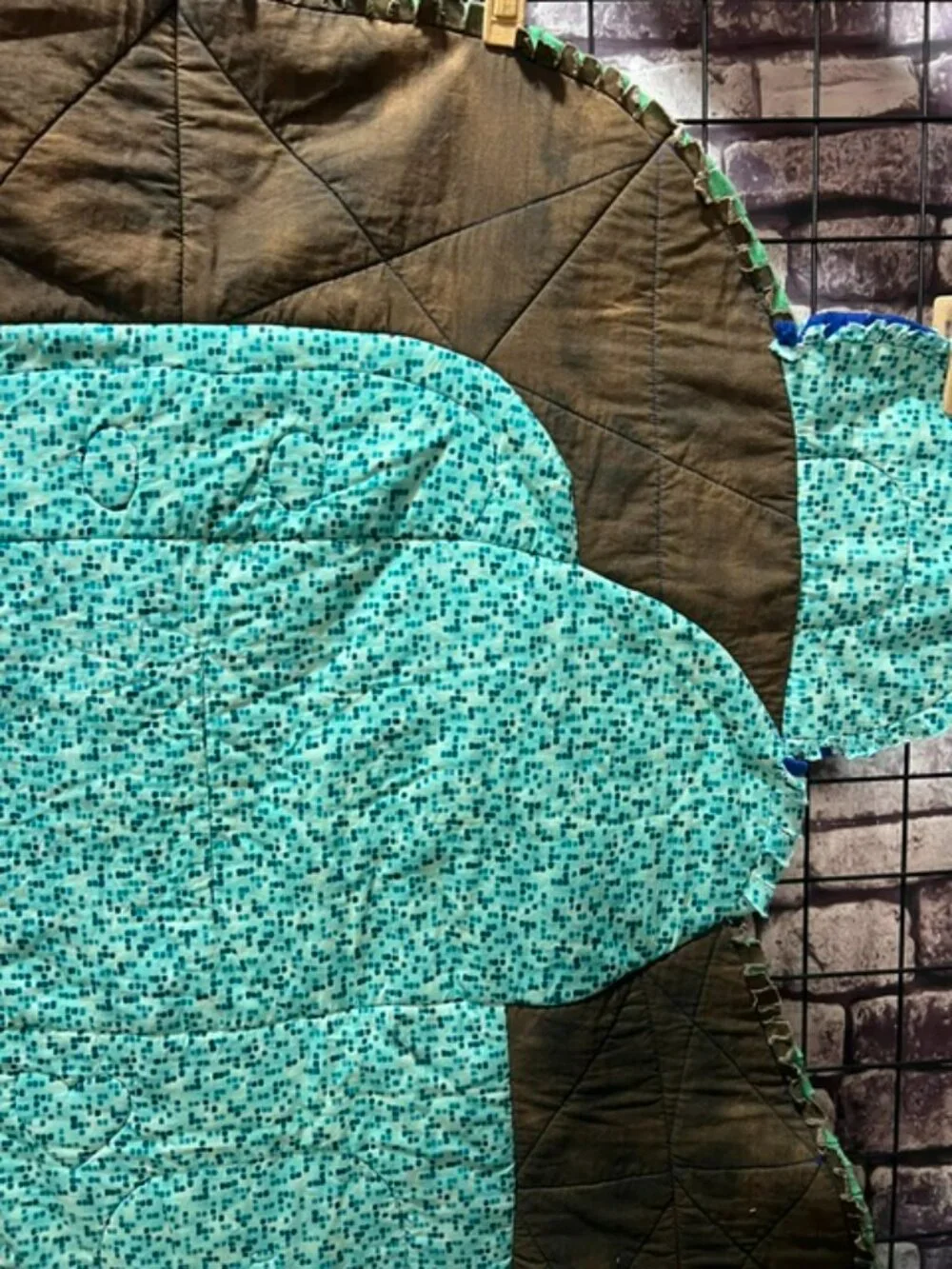 Blue & Green Large Monkey Rag Quilt